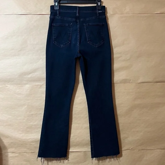 Mother The Hustler Ankle Fray Jeans Night in Paris High Rise Flare Denim Size 28